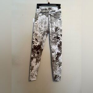 JoyLab Taupe/Sage and Cream Marble-Print High-Waist Leggings